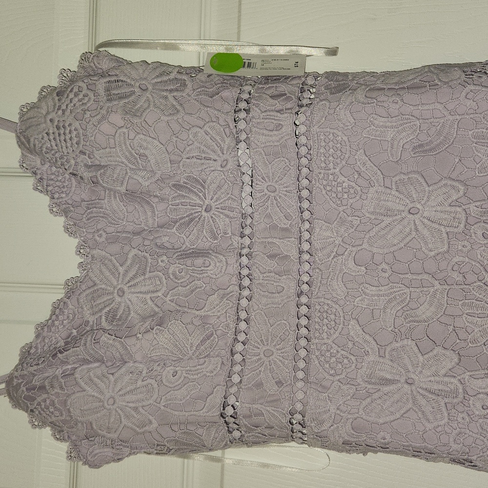 Lilac lavender open lace midi dress - Picture 3 of 7